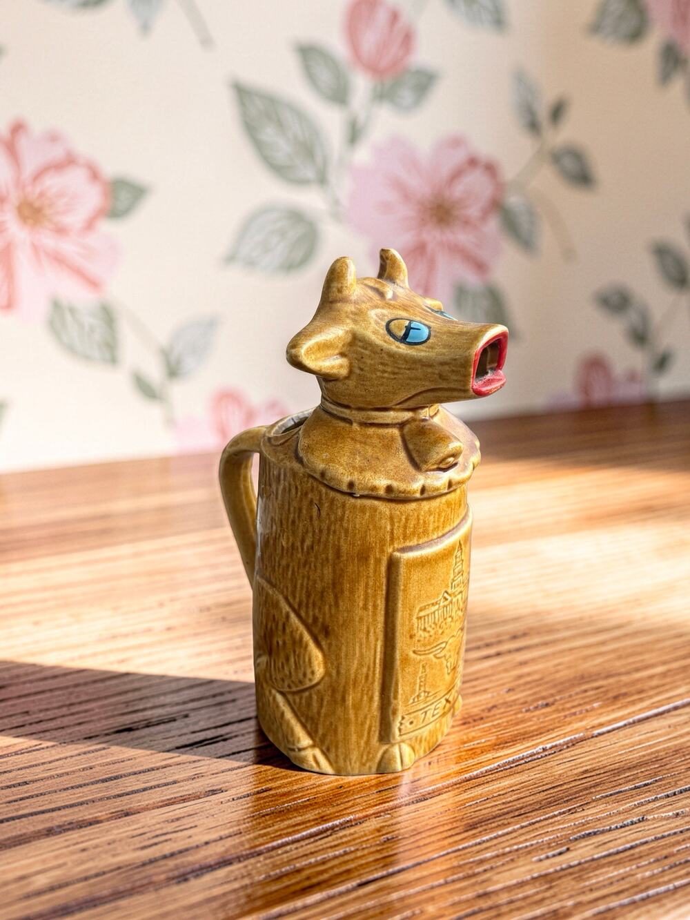 Vintage MCM Japan Ceramic Cow Creamer Texas Souvenir G.A. Los Angeles 6.5"